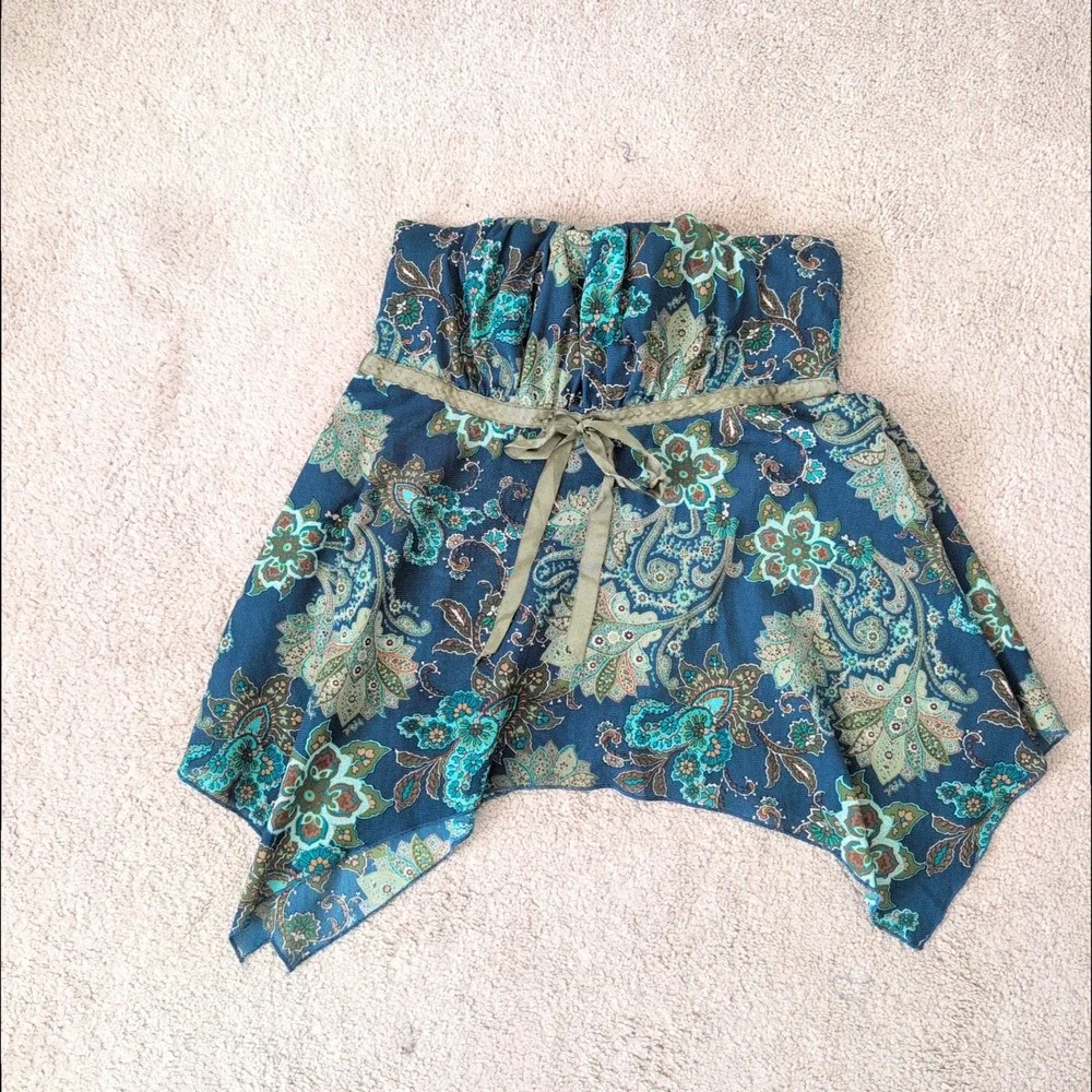 Vintage Y2K Self Esteem Women Paisley Handkerchief Strapless Tube Top Babydoll M